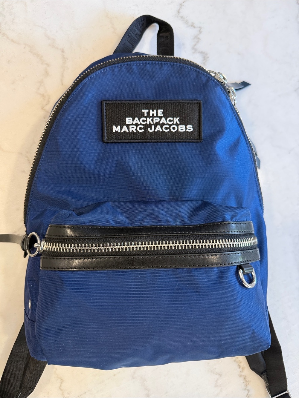 Marc Jacobs nylon biker backpack in blue with black trim